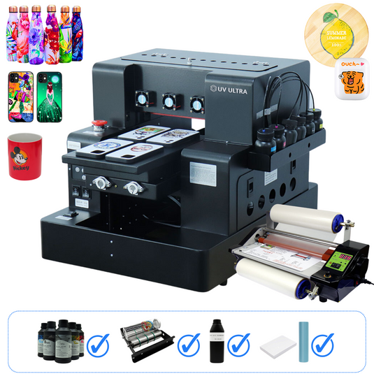 UV ULTRA A4 L805 UV DTF Printer (Flatbed UV LED Printer + Laminating Machine) Bundle